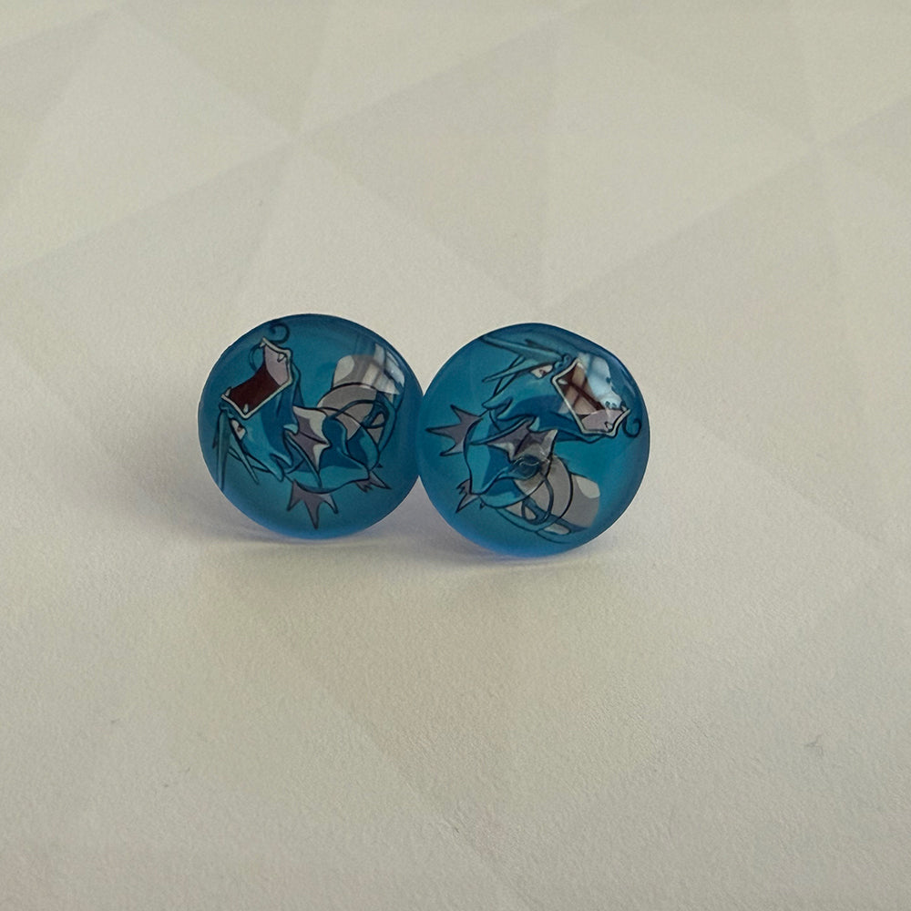 Ohrringe in 18 mm blau mit Monster - Jackelina