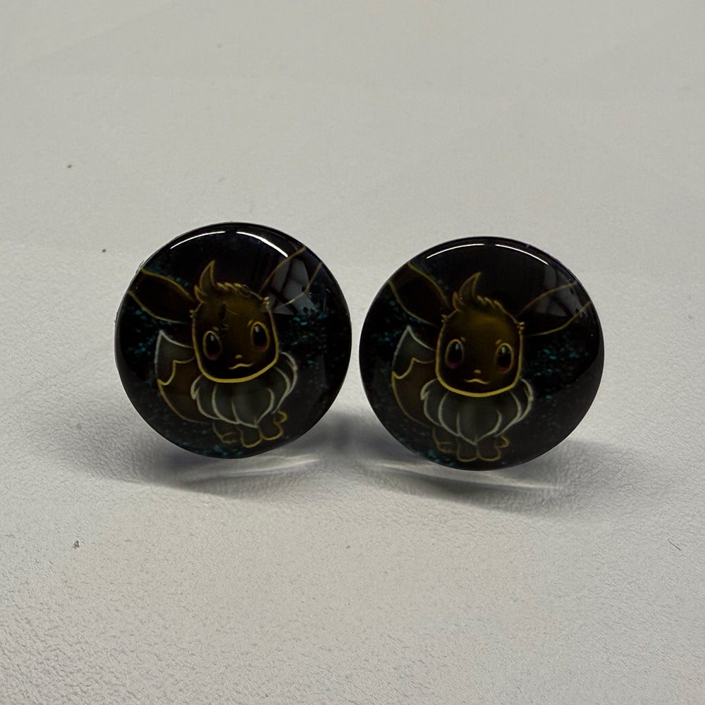 Ohrringe in 18 mm schwarz mit gelbem Monster - Jackelina