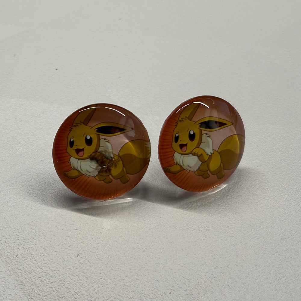 Ohrringe in 18 mm orange mit gelbem Monster - Jackelina