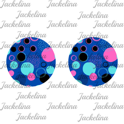 Ohrringe blau mit Punkten in hellblau, schwarz und pink
