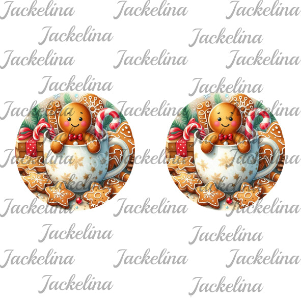 Ohrringe Lebkuchenfigur in Tasse mit Zuckerstange