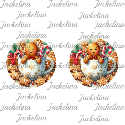 Ohrringe Lebkuchenfigur in Tasse mit Zuckerstange