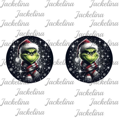 Ohrringe dunkelblau mit Sternen und grünem Weihnachtsmonster