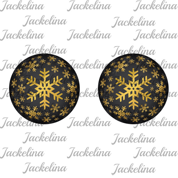 Ohrringe dunkelblau mit goldenen Schneeflocken