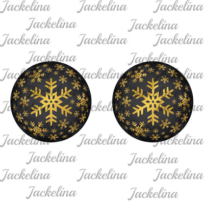 Ohrringe dunkelblau mit goldenen Schneeflocken