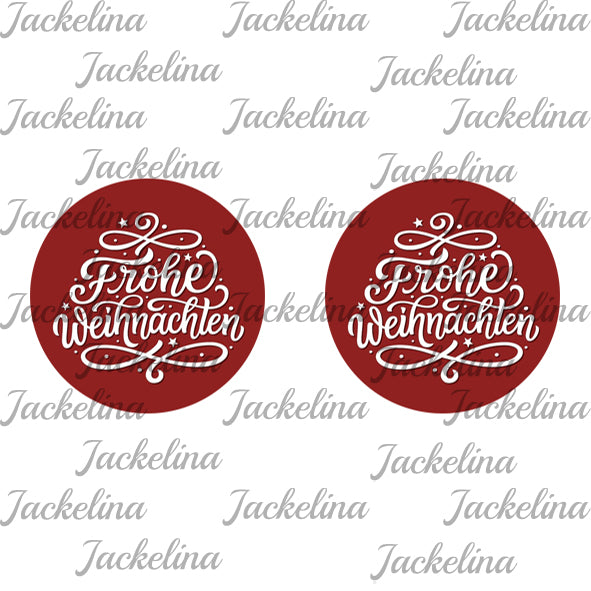 Ohrringe rot mit Frohe Weihnachten