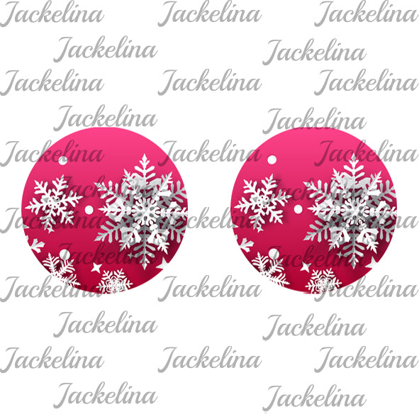 Ohrringe pink mit weißen Schneeflocken