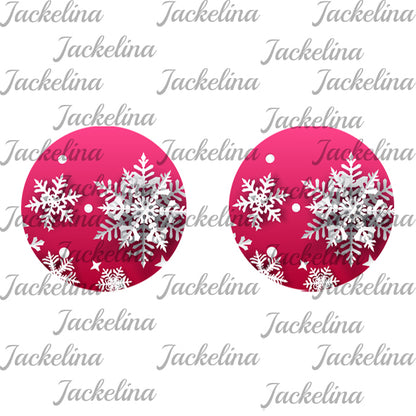 Ohrringe pink mit weißen Schneeflocken