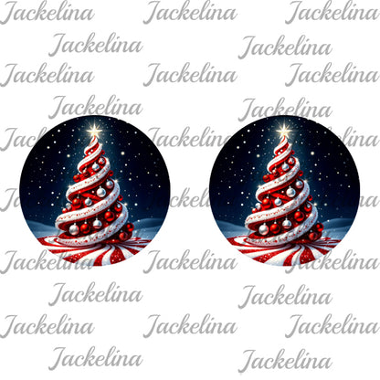 Ohrringe dunkelblau mit rot weißem Weihnachtsbaum