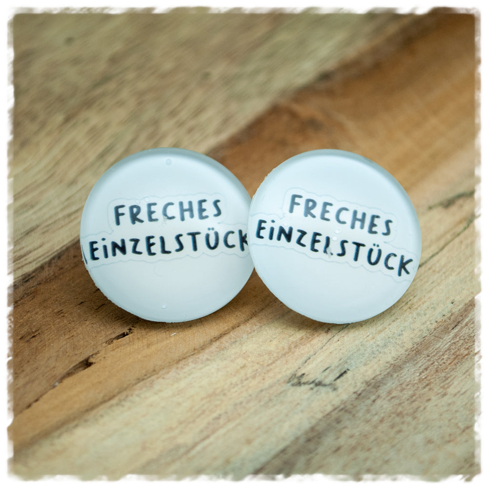 Ohrringe in 25 mm weiß mit Freches Einzelstück
