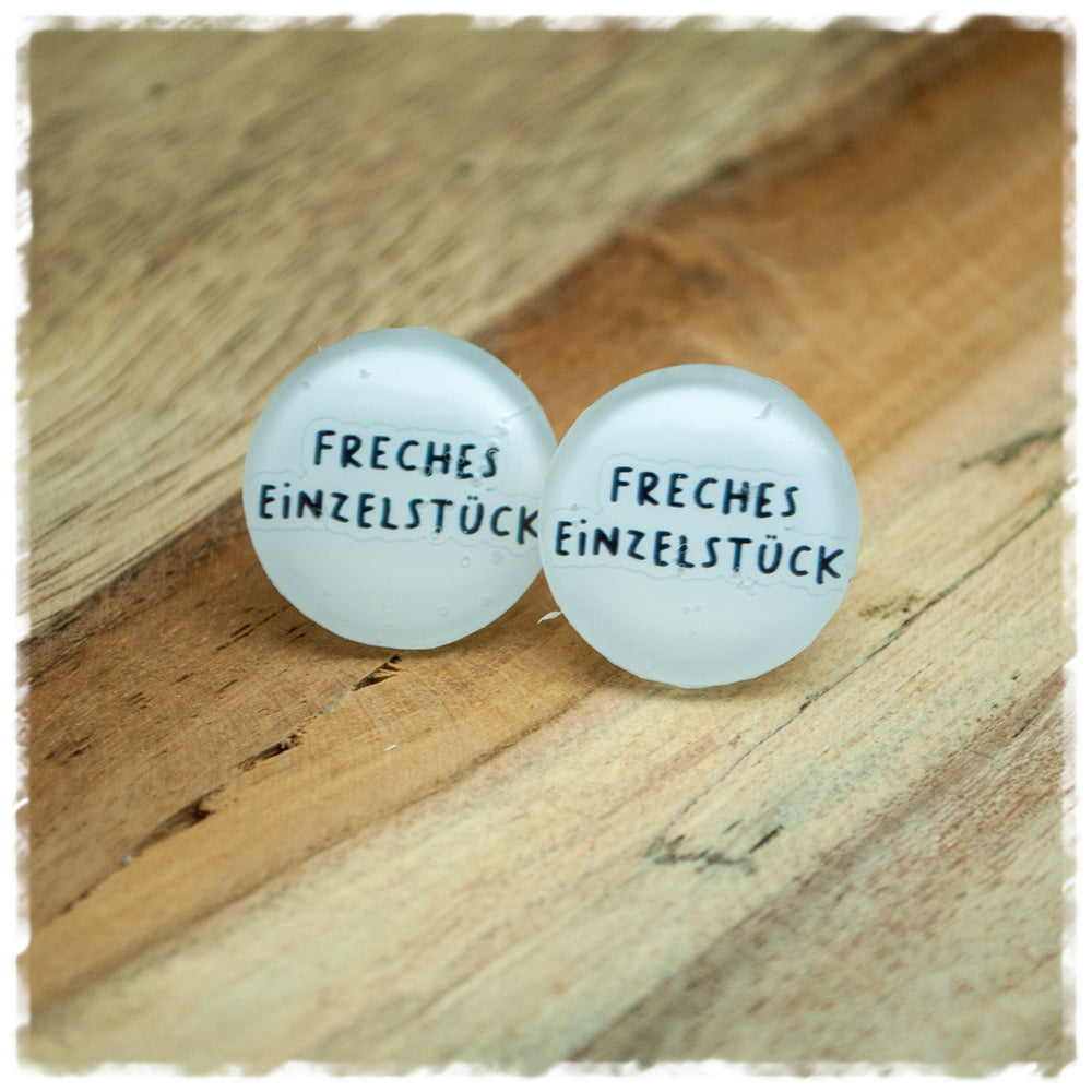 Ohrringe in 20 mm weiß mit Freches Einzelstück
