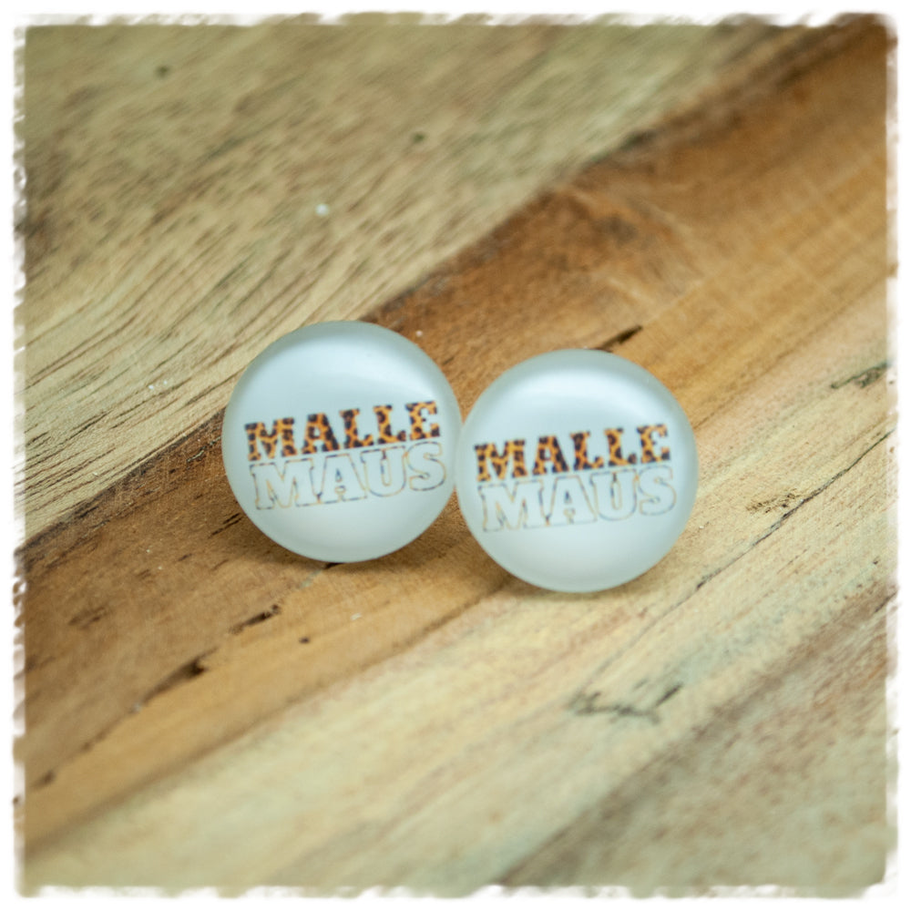Ohrringe in 18 mm weiß mit Malle Maus