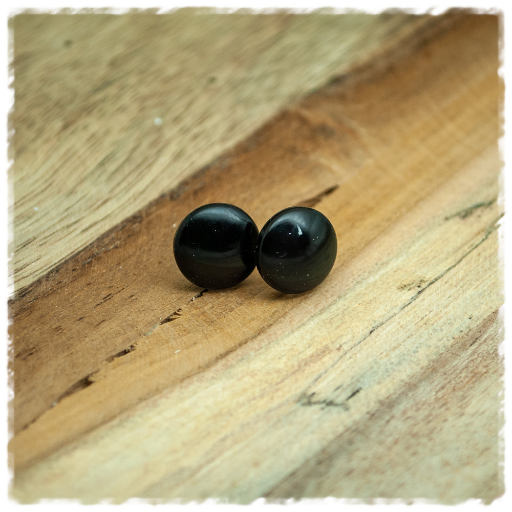 Ohrringe in 12 mm einfarbig schwarz