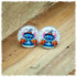 Ohrringe in 20 mm weiß mit Stitch im Hexenhut und Kürbissen