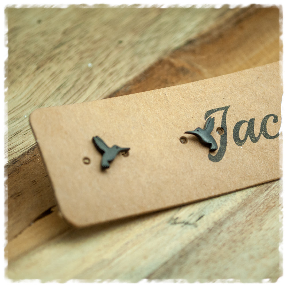 Ohrstecker in 10 mm schwarz als Kolibri