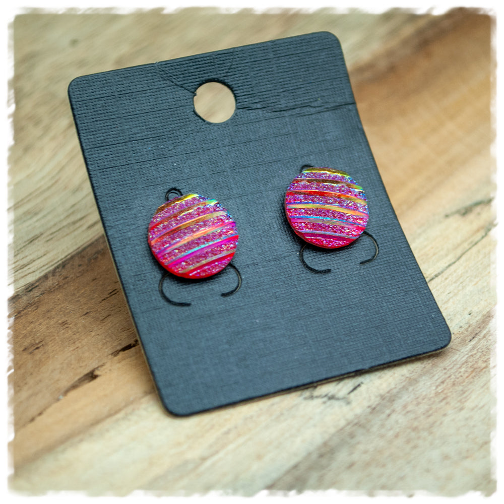 Ohrringe in 12 mm pink mit Glitzerstreifen