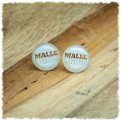 Ohrringe in 16 mm weiß mit Malle Maus