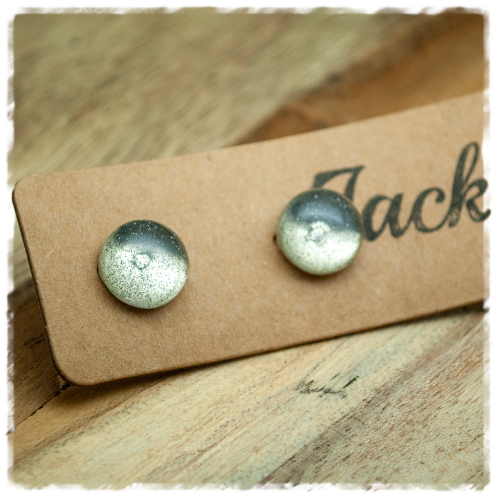 Ohrringe in 12 mm mintgrün mit Glitzer