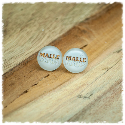 Ohrringe in 14 mm weiß mit Malle Maus