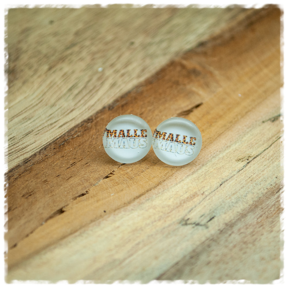 Ohrringe in 12 mm weiß mit Malle Maus