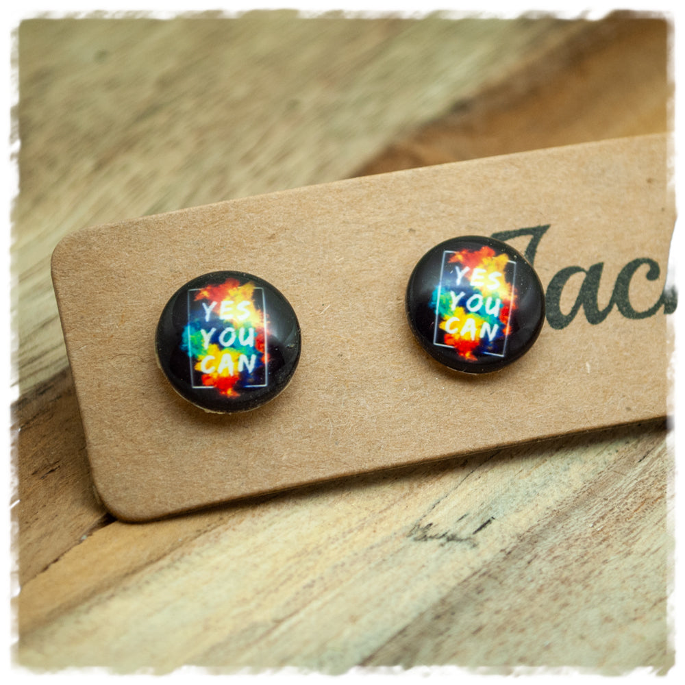 Ohrringe in 14 mm schwarz mit Yes You Can