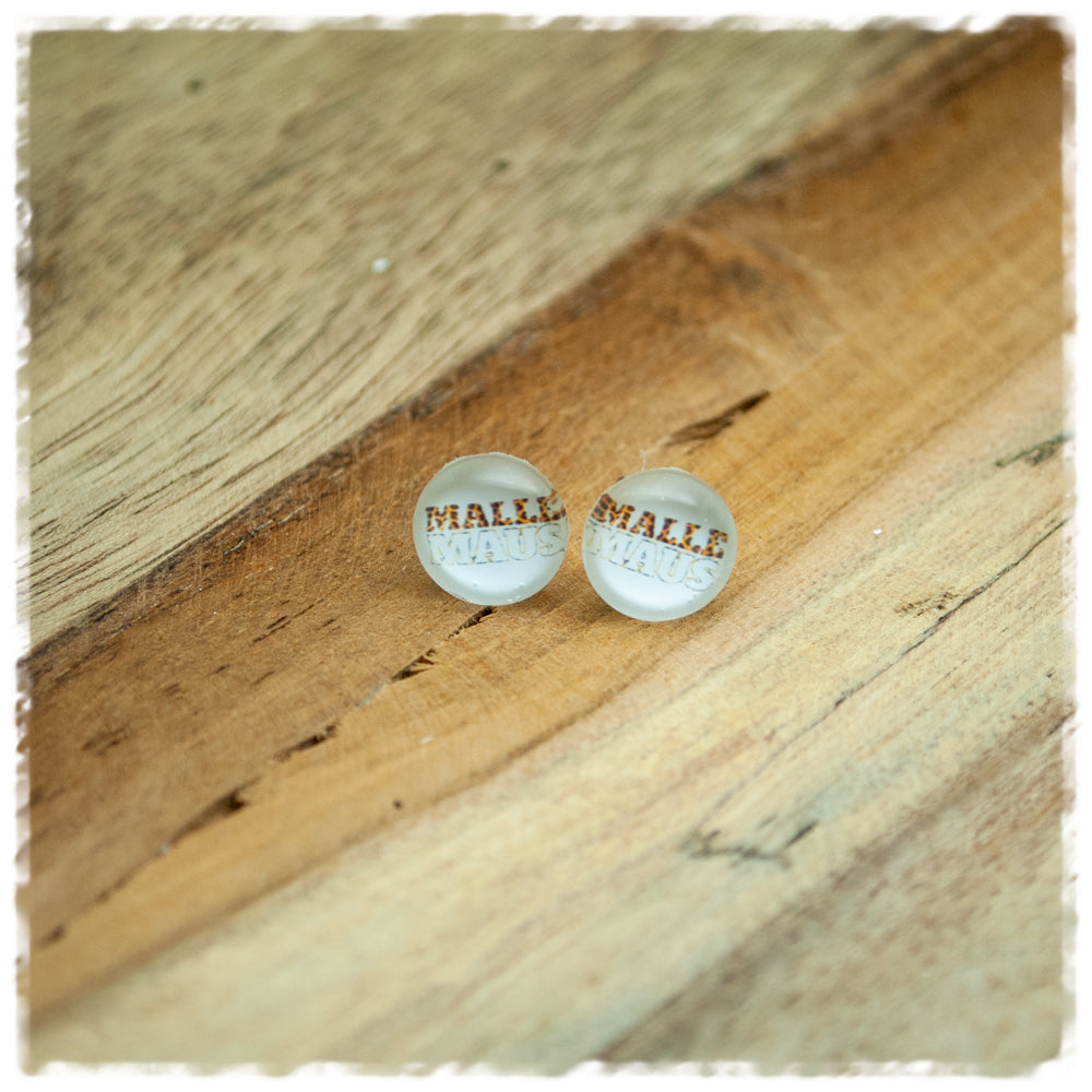 Ohrringe in 10 mm weiß mit Malle Maus
