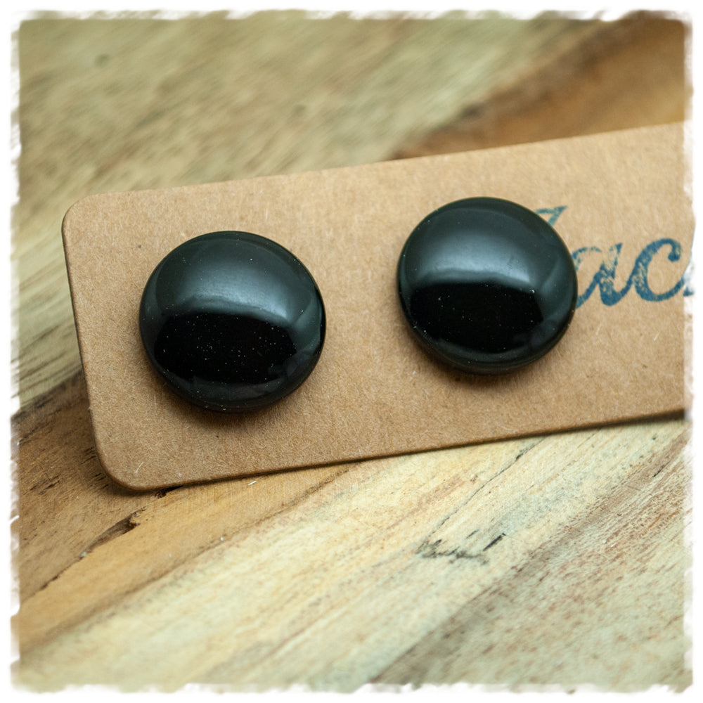 Ohrringe in 18 mm schwarz glänzend
