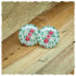 Ohrringe in 20 mm weiß mit rosa und cremefarbenen Rosen