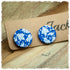 Ohrringe in 18 mm blau mit weißen Blättern und Punkten