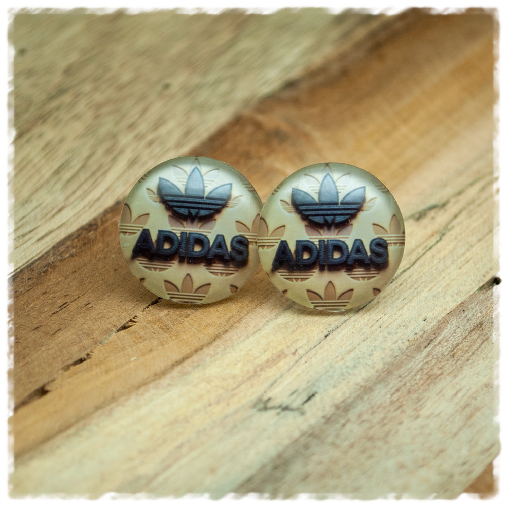 Ohrringe in 20 mm beige mit Adidas-Schriftzug