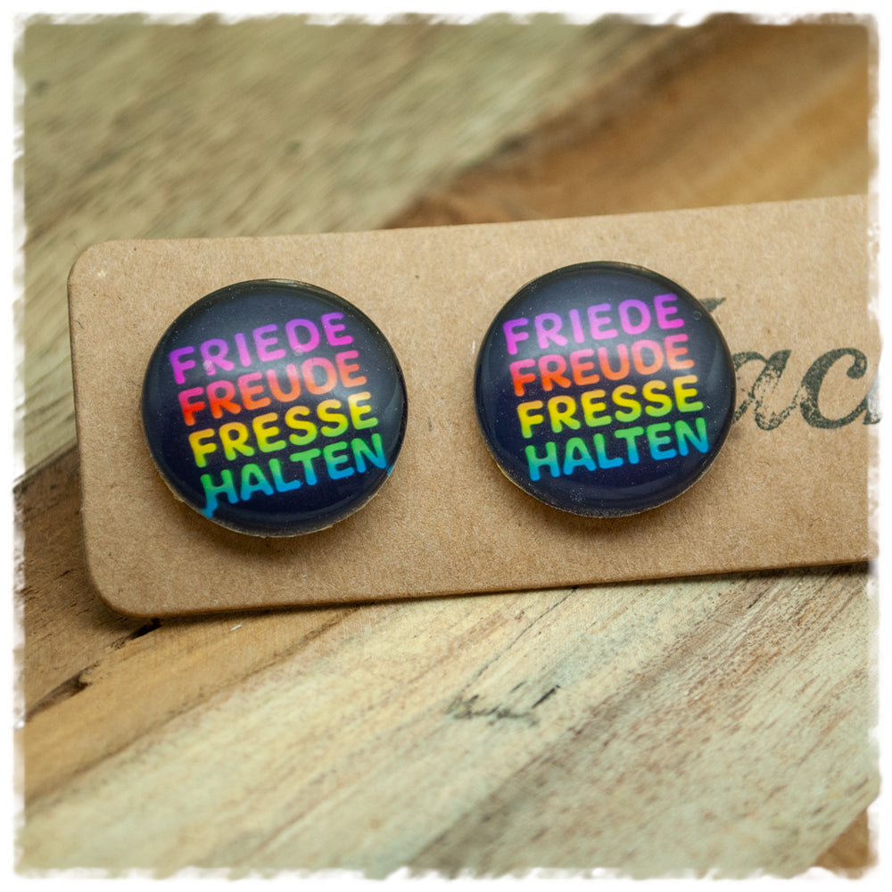 Ohrringe in 20 mm Friede Freude Fresse halten