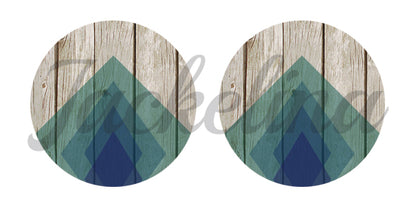 Ohrringe mit Holzdekor in grau, grün und blau - Jackelina