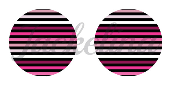 Ohrringe mit Streifen in schwarz, weiß und pink