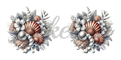 Ohrringe weiß mit Blüten und Muscheln - Jackelina