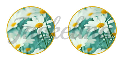 Ohrringe grün mit weißen Blumen - Jackelina