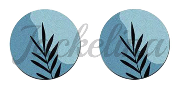 Ohrringe blau mit schwarzen Blättern - Jackelina