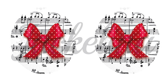 Ohrringe weiß mit Noten und roter Schleife - Jackelina