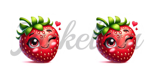 Ohrringe weiß mit freundlicher Erdbeere - Jackelina