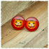 Ohrringe in 20 mm rot mit fröhlichem Halloween-Kürbis