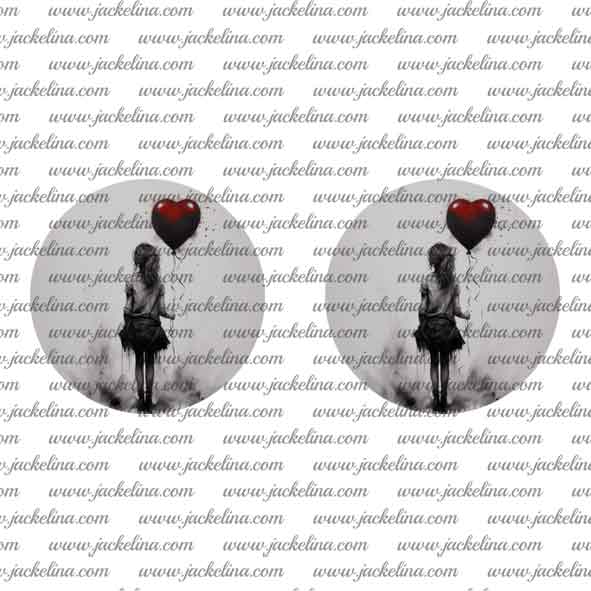 Ohrringe grau mit Mädchen und rotem Herzluftballon