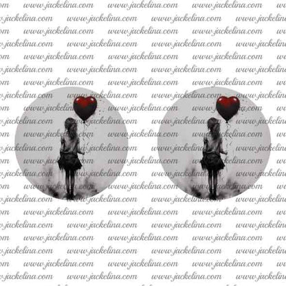 Ohrringe grau mit Mädchen und rotem Herzluftballon