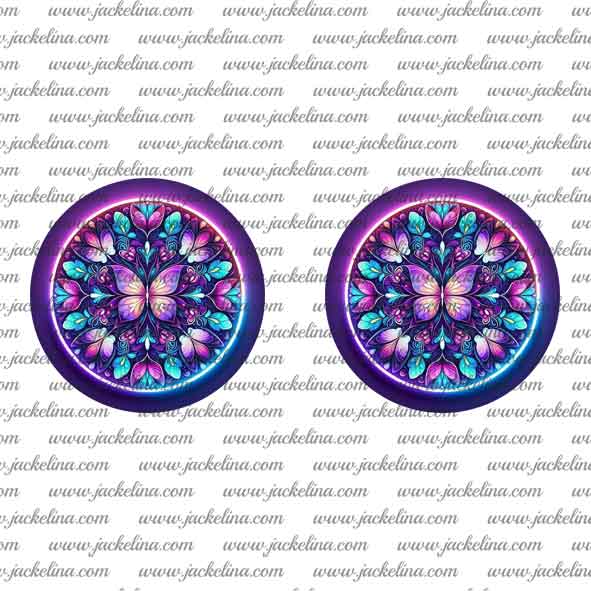 Ohrringe pink violett mit Blättern und Schmetterling