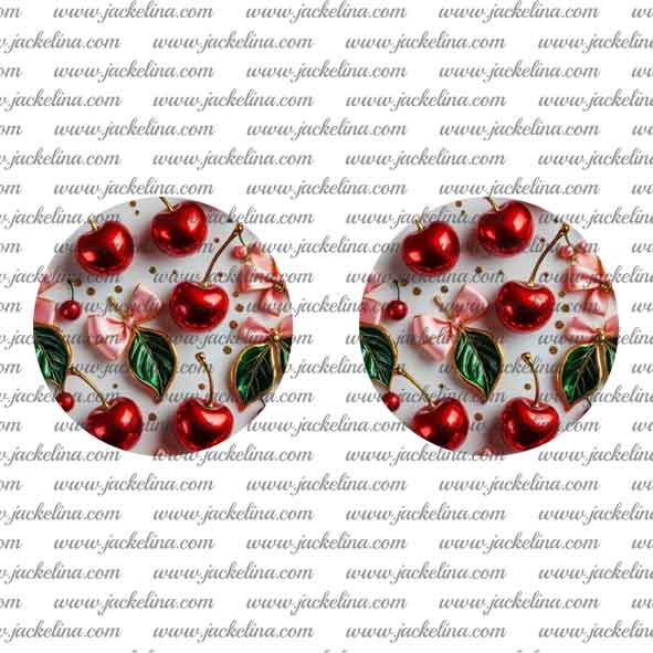 Ohrringe grau mit Kirschen und Schleifen