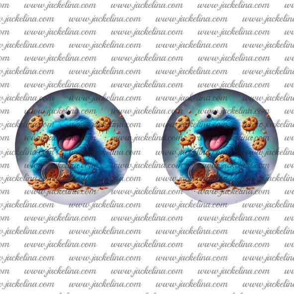 Ohrringe blaues Monster mit Keksen