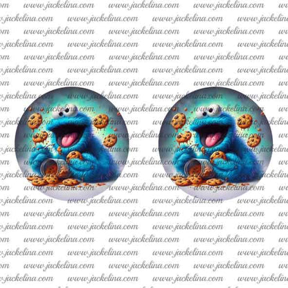 Ohrringe blaues Monster mit Keksen