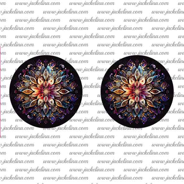 Ohrringe schwarz mit Mandala in beige und orange