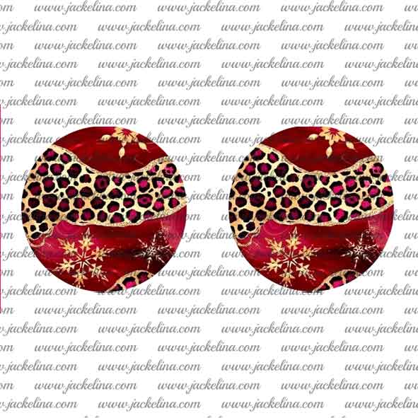Ohrringe rot mit Schneeflocken und Leoprint (EOL)