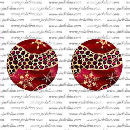 Ohrringe rot mit Schneeflocken und Leoprint (EOL)