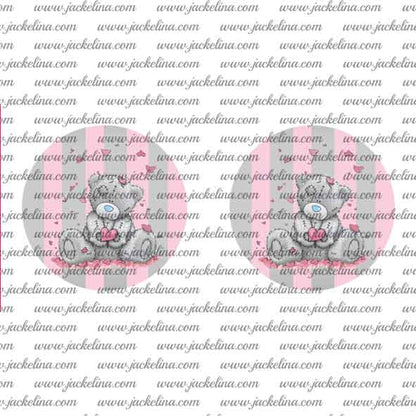 Ohrringe rosa grau gestreift mit Teddybär