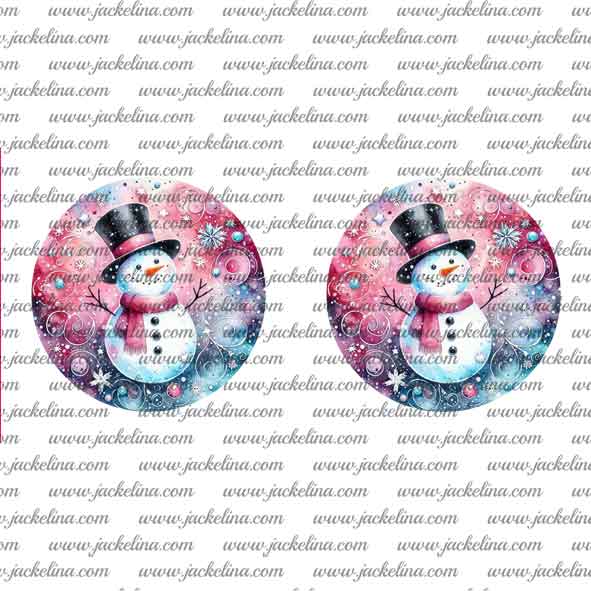 Ohrringe pink blau mit Schneemann